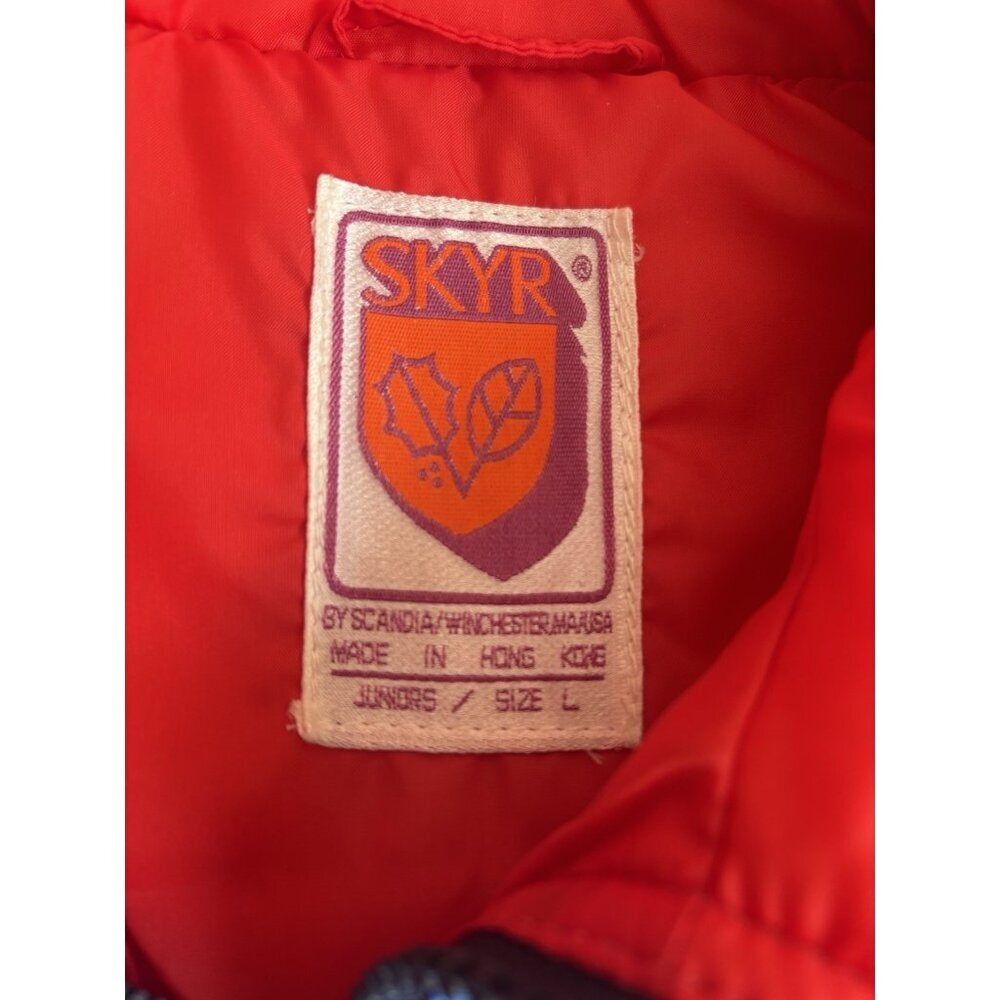 Vintage SKYR Juniors Size Large Blue Puffer Vest Full Zip Ski Snow Pockets Retro - Picture 4 of 5